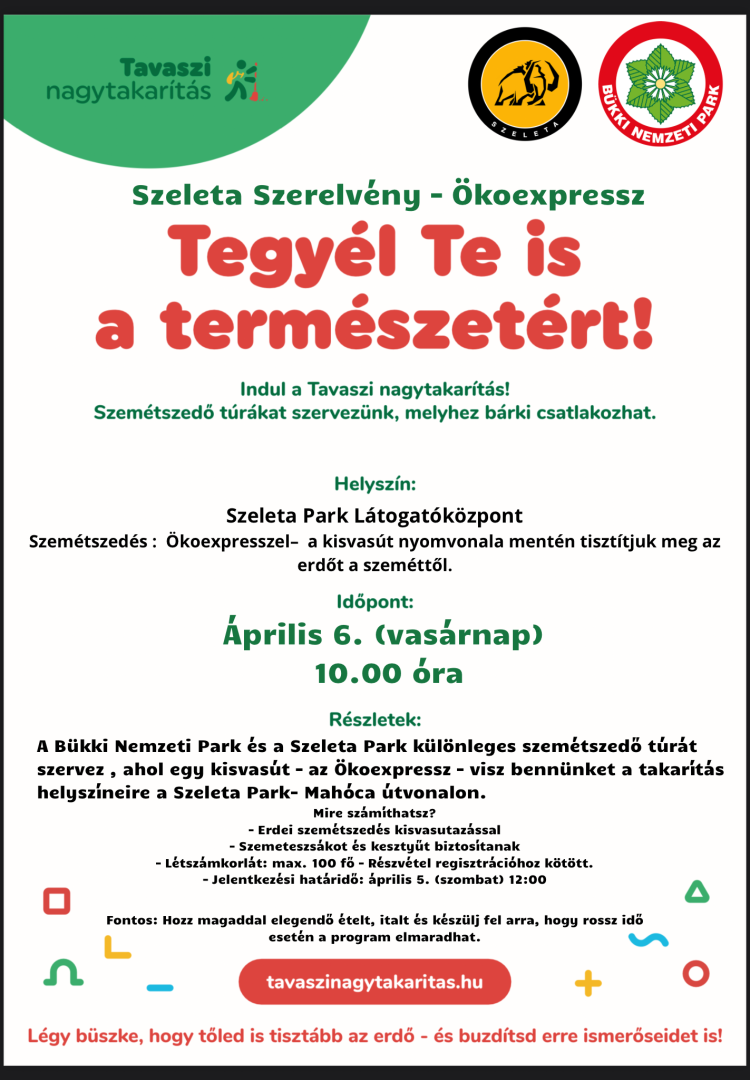 Esemény plakát - 2025. április 6. 10:00 Szemétszedés Ökoexpresszel a kisvasút nyomvonalán